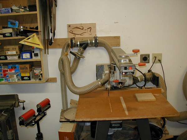 Dust collector Connections between radial arm saw and small jointer